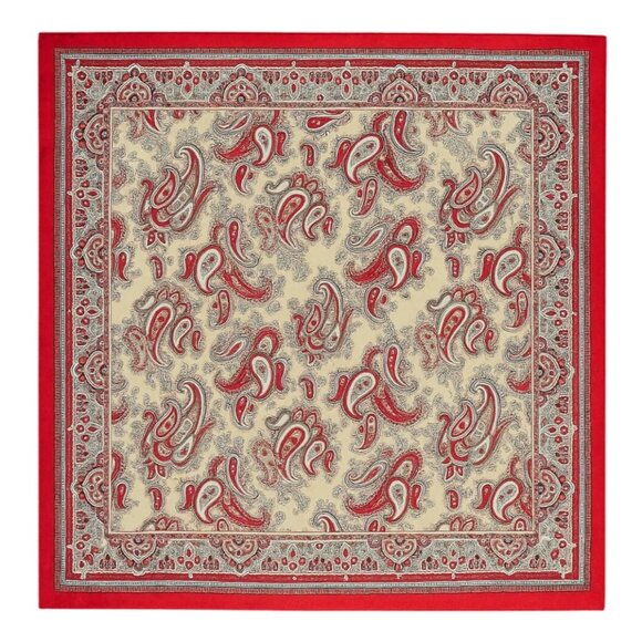 Red & Cream Paisley Square Scarf 100% Polyester 34"x34" Silk-Like Accent Versati - Picture 1 of 10